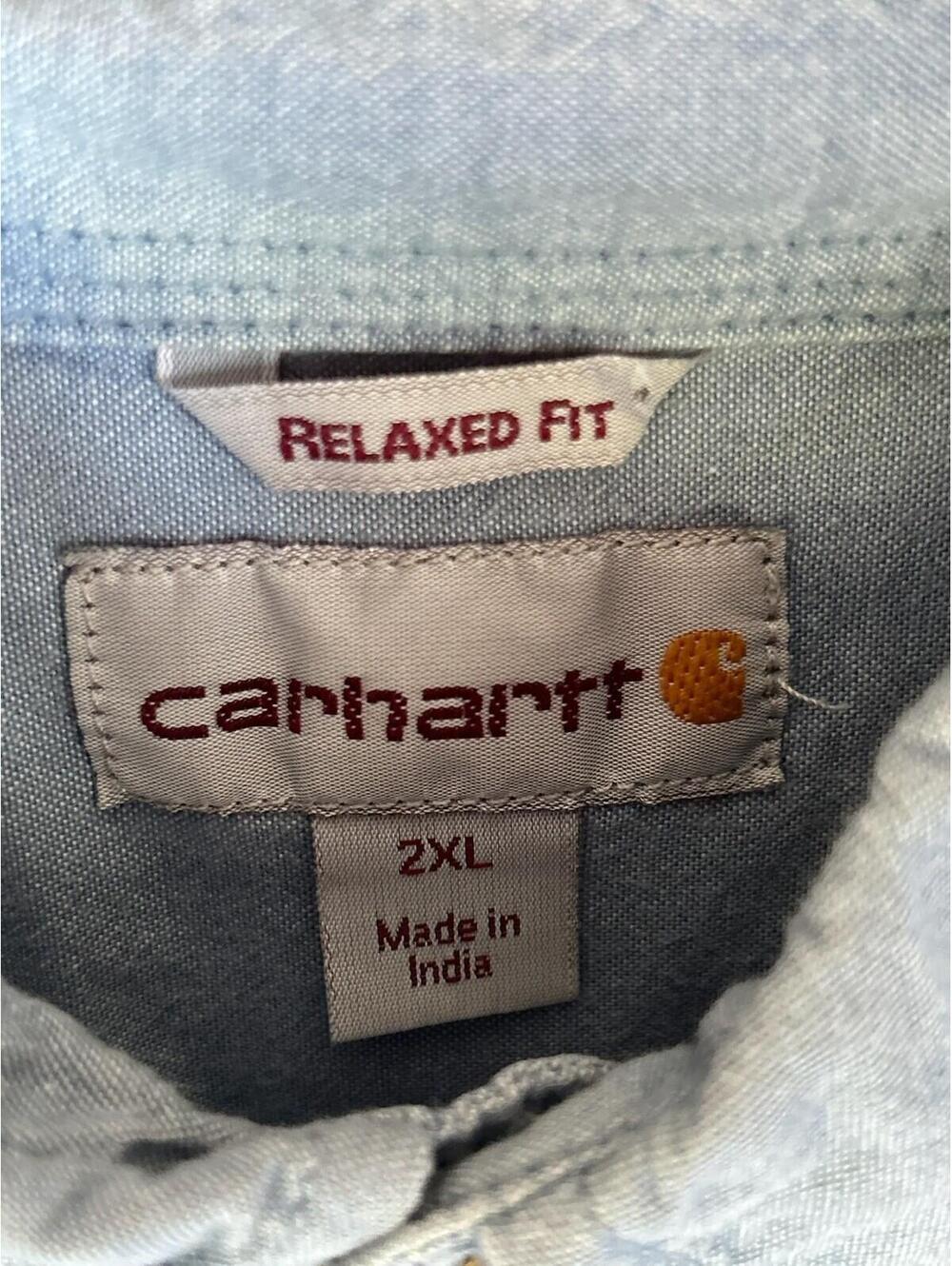 Carhartt Relaxed Fit Button Front Work Shirt Men’s 2XL Light Blue - Picture 3 of 3